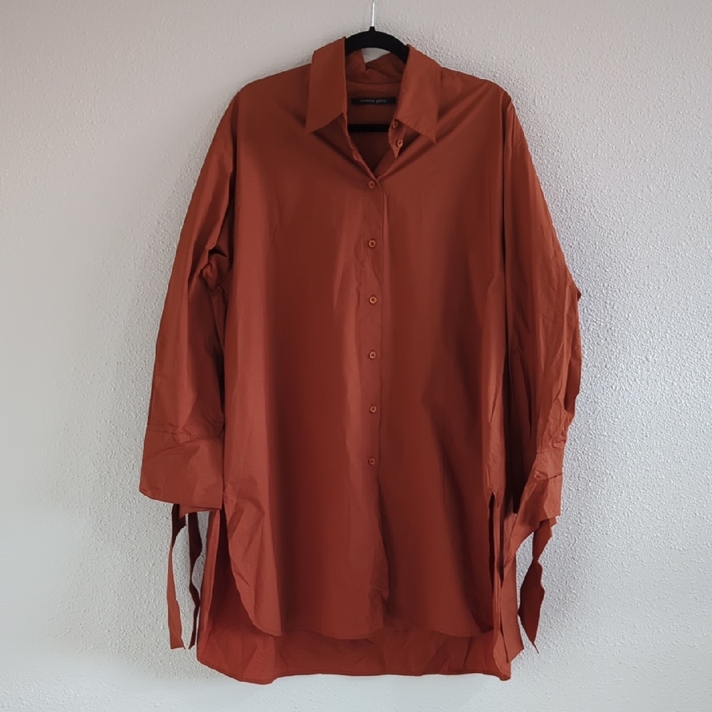 Annette Gortz Red/Orange Tunic Top Shirt - Size Medium
